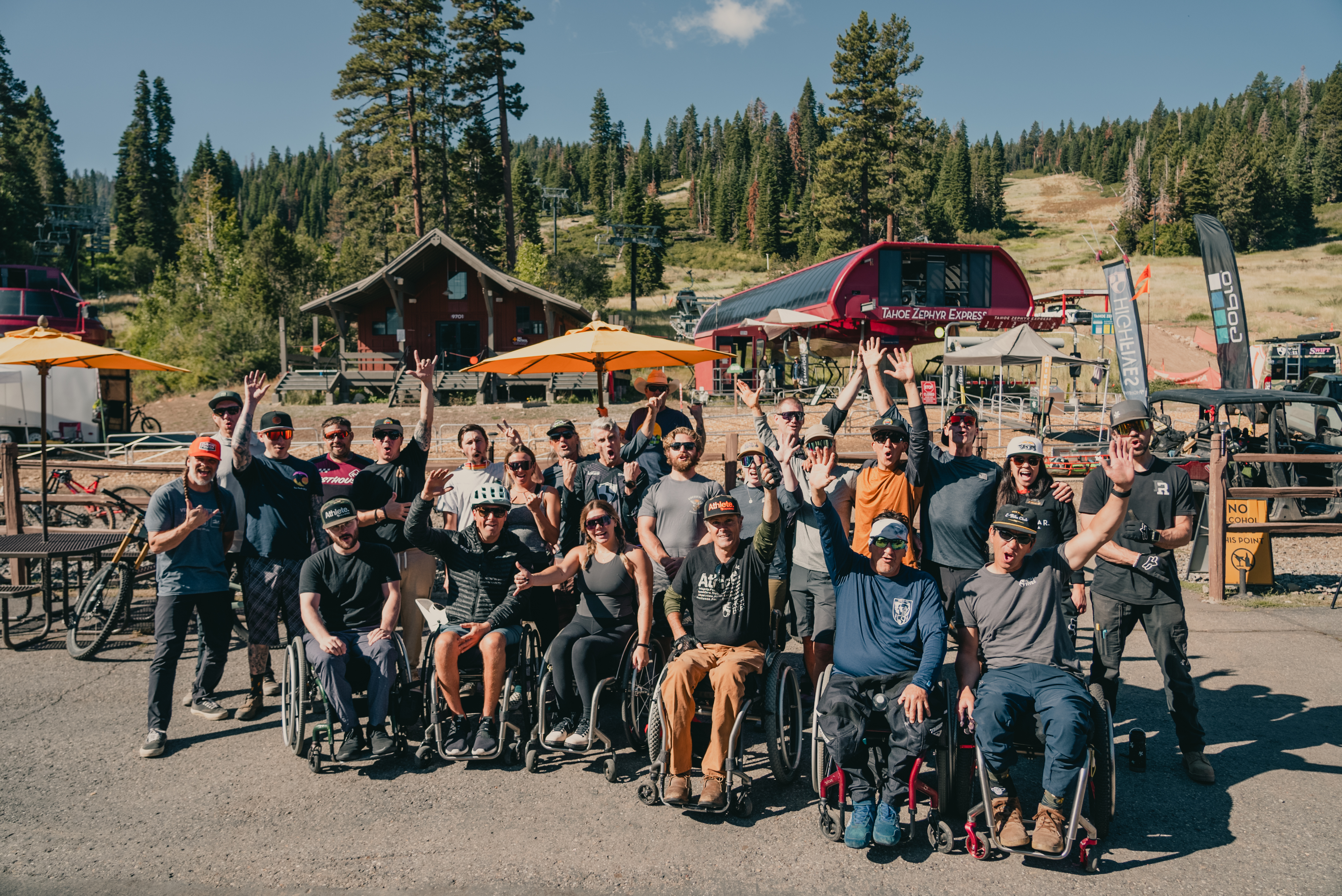 Group of adaptive mountain bike riders