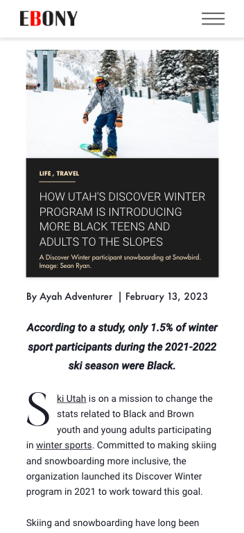 Ebony article screenshot