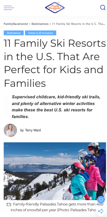 Family Vacationalist article screenshot